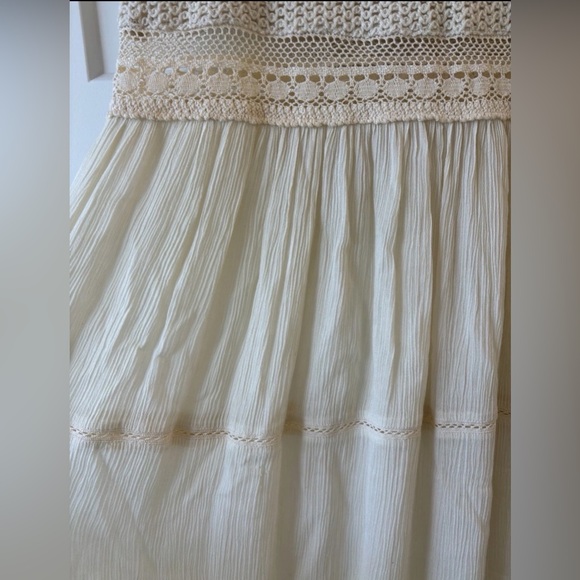Vintage J.G. HOOK Solid A-line Boho Long Dress Crochet Detail Sleeveless Medium - Picture 4 of 6